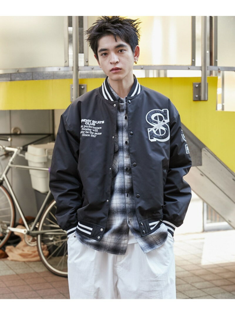 【SALE／28%OFF】WEGO MEN'S パテッドワッペンスタジャン ウィゴー ジャケット・アウター その他のジャケット・アウター ブラック ホワイト ネイビー【RBA_E】【送料無料】