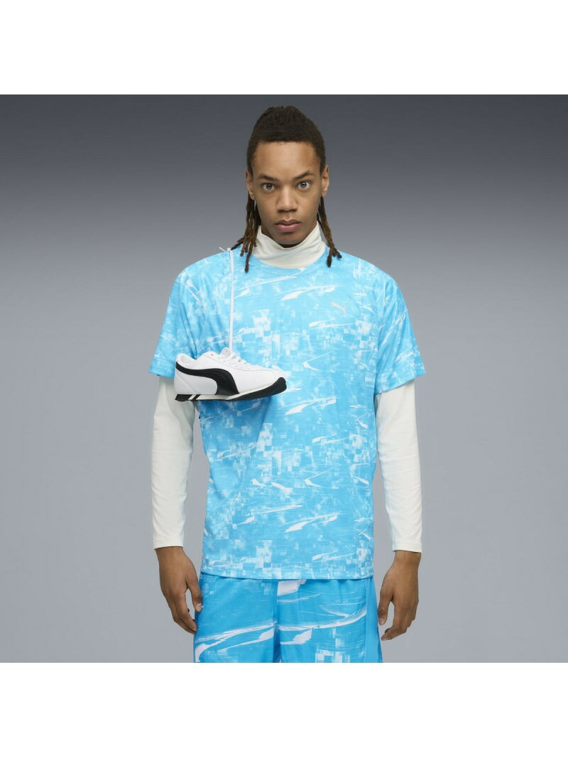 PUMA メンズ ランニング ヴェロシティ AOP 半袖 Tシャツ プーマ トップス カットソー・Tシャツ ブルー【送料無料】のサムネイル