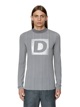 DIESEL メンズ Tシャツ 長そで モックネック ディーゼル カットソー Tシャツ グレー【送料無料】