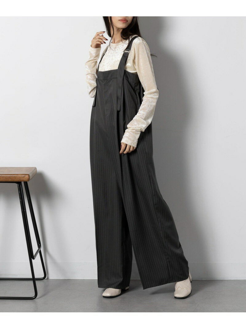 【SALE／55%OFF】MAISON BREEZE MAISON BREEZE/ピンストライプ サロペット XNN セットアップセブン オールインワン・オーバーオール オーバーオール・サロペット グレー ブラック ネイビー【RBA_E】