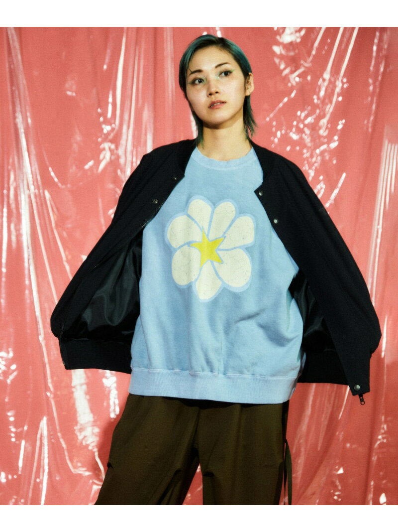 CONVERSE TOKYO PIGMENT DYE CRACK PRINT FLOWER SWEAT コンバーストウキョウ トップス スウェット・トレーナー ブルー グリーン ブラック【送料無料】