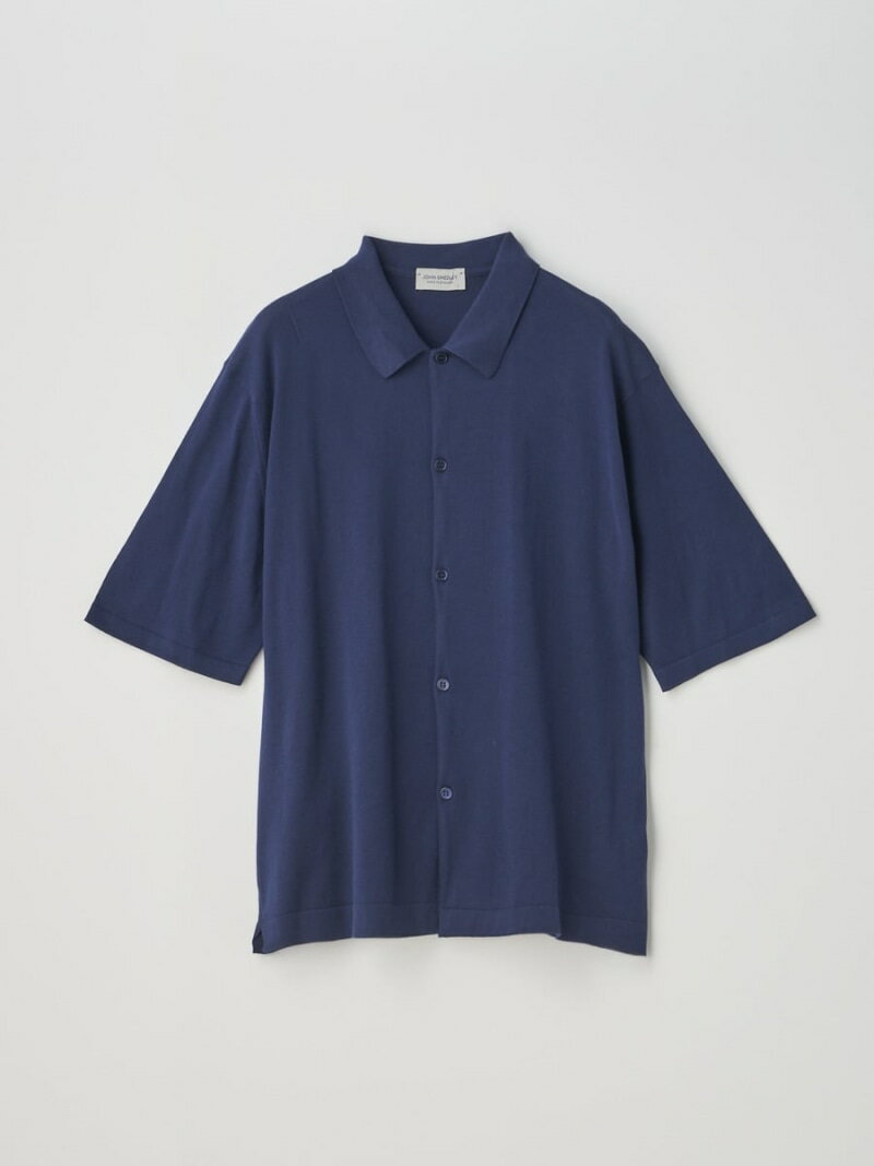 JOHN SMEDLEY Short sleeved Welt hem Shirt Cardigan ｜ S4674 ｜ 30G ジョンスメドレー トップス ニット ネイビー【送料無料】