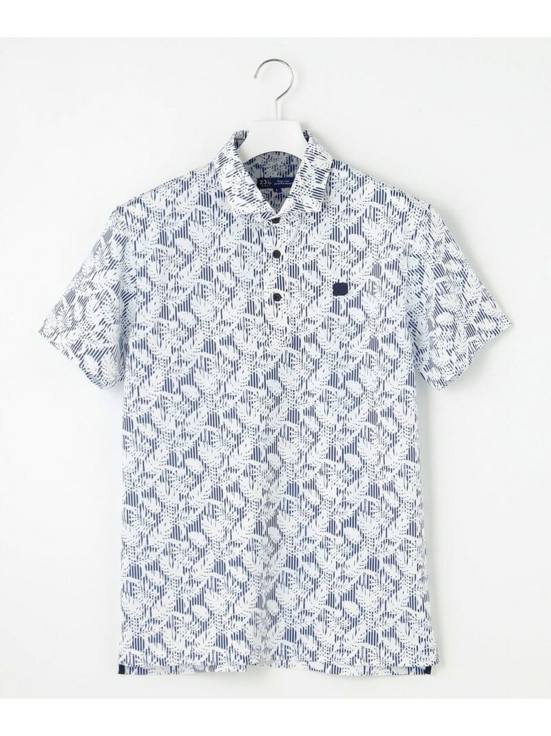 【SALE/20%OFF】23区GOLF 【MEN】【吸水速乾/UVカット】大人が着やすい柄ポロシャツ リゾートなムードも◎リーフ柄 ポロシャツ ニジュウサンクゴルフ トップス ポロシャツ ネイビー グリーン【RBA_E】【送料無料】
