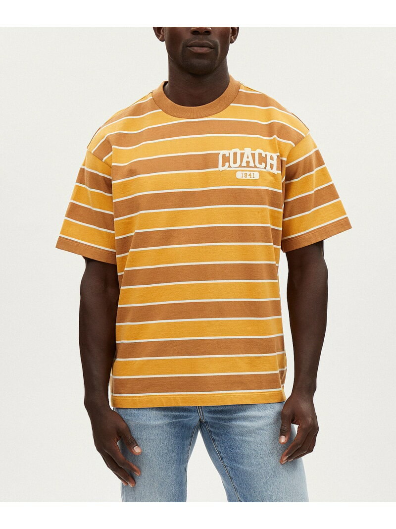 【SALE／62%OFF】COACH OUTLET ストライプ Tシャツ コーチ　アウトレット トップス カットソー・Tシャツ オレンジ【RBA_E】【送料無料】