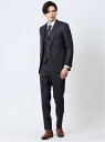 【SALE/51%OFF】TAKA-Q 【24AW】 光沢ウール混 スリムフィット 2ボタン3ピーススーツ シャドーチェック青 メンズ セットアップ ジャケット ビジネス カジュアル 通勤 仕事 タカキュー スーツ・フォーマル セットアップスーツ ブルー【RBA_E】【送料無料】