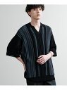 【SALE/60%OFF】Rocky Monroe オーバーサイズ リネンタッチストライプニットポロシャツ ロッキーモンロー トップス ポロシャツ ホワイト ネ...