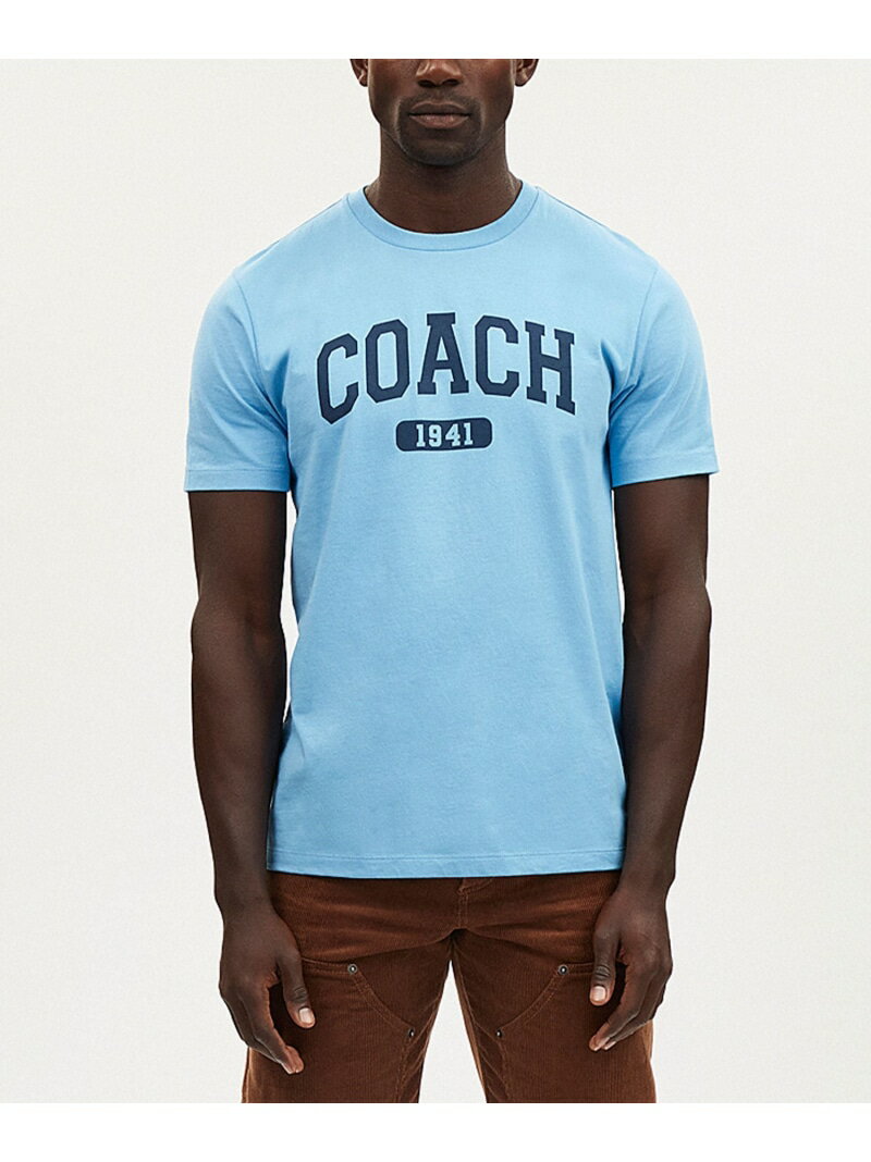 【SALE／62%OFF】COACH OUTLET ヴァーシティ Tシャツ コーチ　アウトレット トップス カットソー・Tシャツ ブルー【RBA_E】【送料無料】