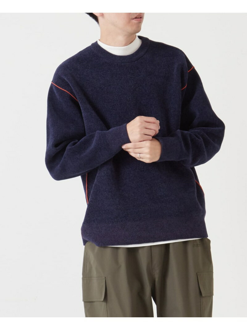 MEN'S MELROSE 【MASTER FRAME/マスターフレーム】配色モールニットクルーネックプルオーバー メンズメ..