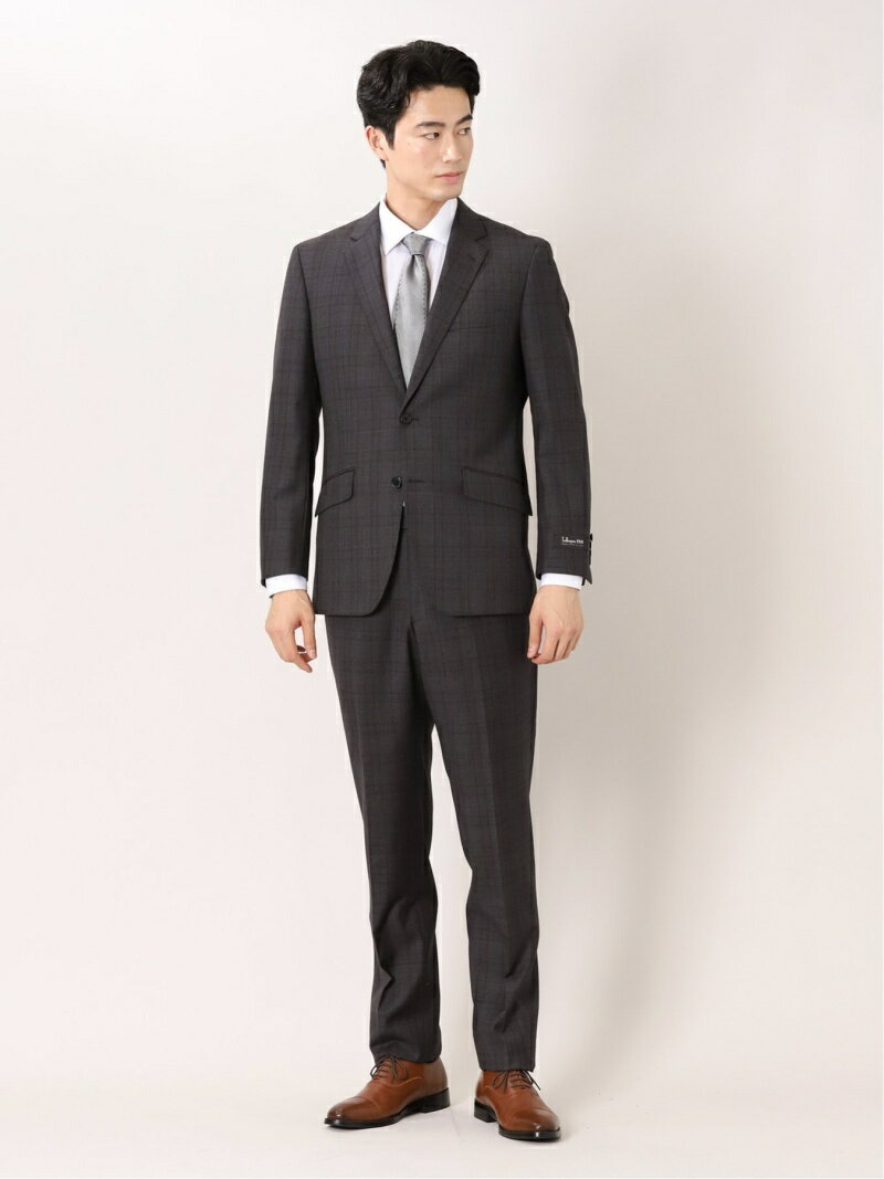 【SALE/27%OFF】m.f.editorial トレーニョ/Tollegno レギュラーフィット 2ボタン2ピーススーツ チェックグレー タカキュー スーツ・フォーマル セットアップスーツ グレー【RBA_E】【送料無料】