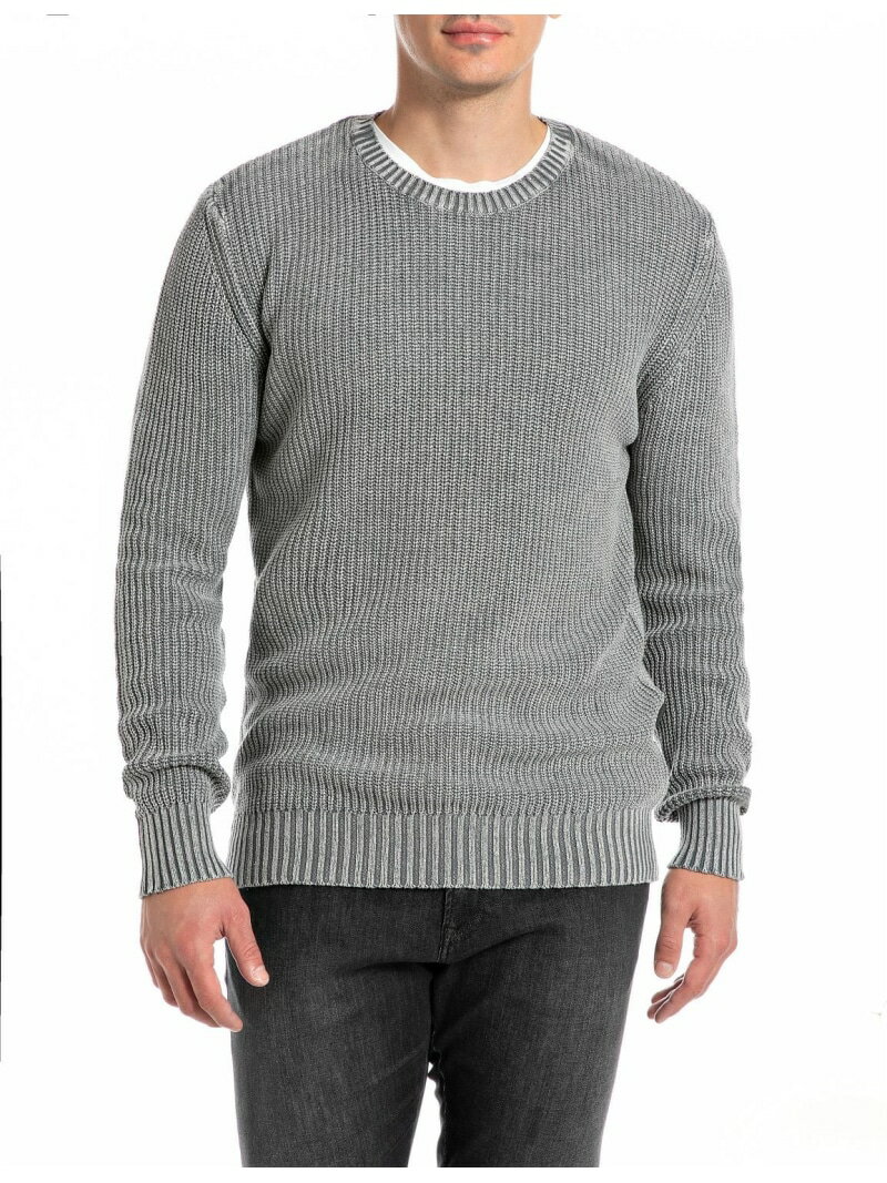 【SALE／50%OFF】REPLAY リアクティブダイ ウォッシュコットンセーター リプレイ トップス ニット グレ..