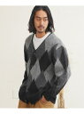 JIGGYS SHOP SELECT モヘアタッチアーガイルカーディガン ジギーズショップ トップス カーディガン ブラック ネイビー ブラウン