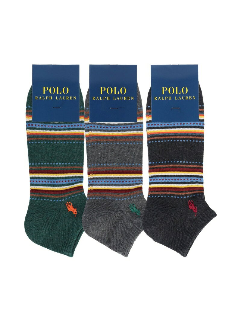 【SALE／30%OFF】POLO RALPH LAUREN POLO RALPH LAUREN 綿混 ワンポイント エスニックボーダー スニーカー丈 ソックス ナイガイ 靴下・レッグウェア 靴下【RBA_E】