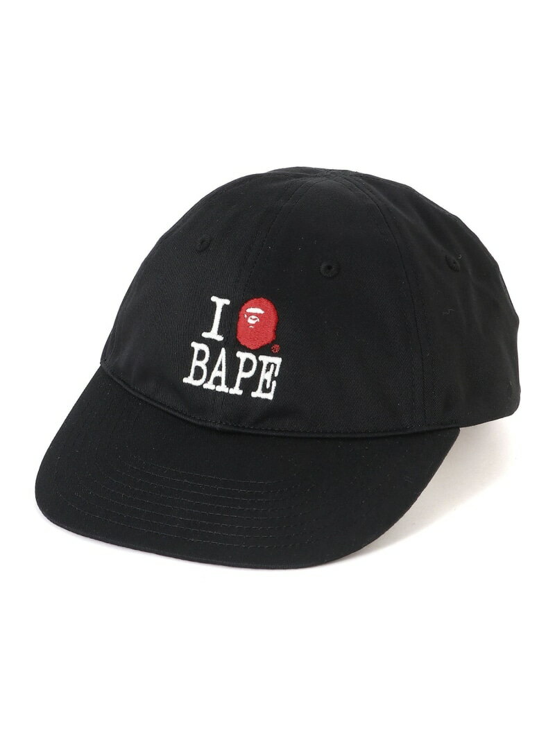 A BATHING APE LOGO COTTON TWILL CAP ア ベイシング エイプ 帽子 キャップ ブラック【送料無料】