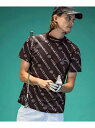 【SALE/57%OFF】LUXEAKMPLUS (M)LUXEAKMPLUS/LAT-24004ゴルフ 総柄ロゴ半袖モックネックTシャツ シフォン トップス カットソー・Tシャツ ブラック ホワイト【RBA_E】【送料無料】