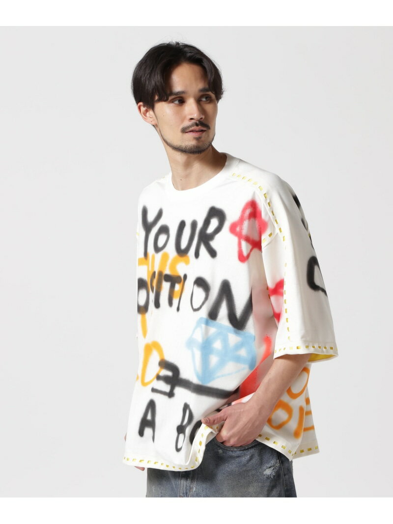 【SALE／30%OFF】ROYAL FLASH amok*Guernika/アモク*ゲルニカ/ペイントTシャツ ロイヤルフラッシュ トップス カットソー・Tシャツ ブラック ホワイト【RBA_E】【送料無料】のサムネイル