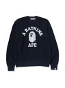 A BATHING APE COLLEGE WAFFLE CREWNECK SWEATER ア ベイシング エイプ トップス ニット ネイビー【送料無料】