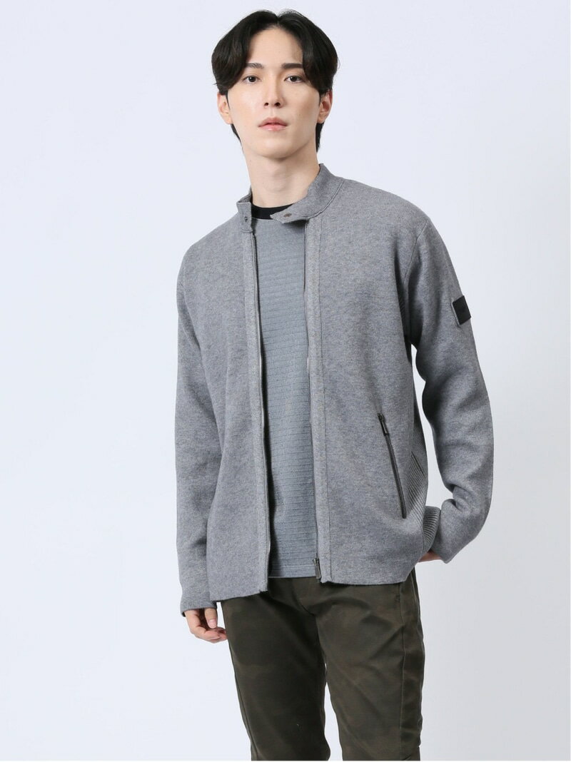 【SALE／50%OFF】TAKA-Q ダブルフェイス ライダース ニットアウター タカキュー トップス ニット グレ..
