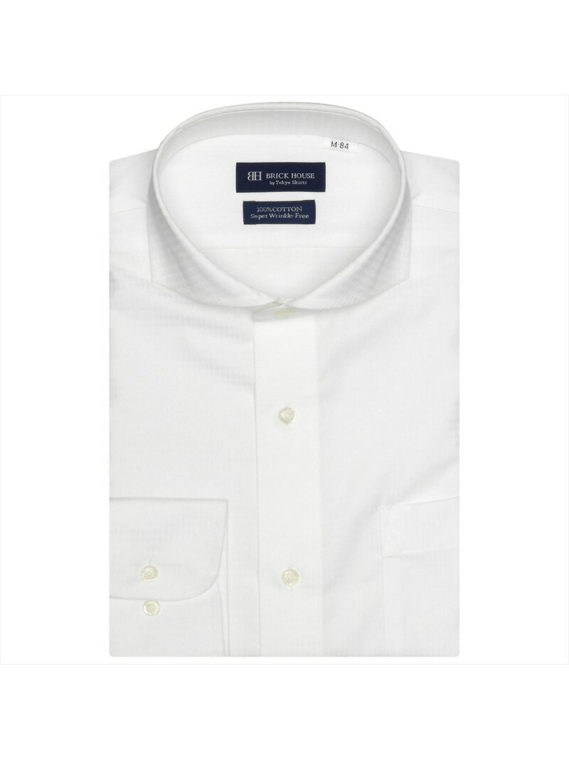 BRICK HOUSE by Tokyo Shirts  ホリゾンタルワイドカラー 綿100% 長袖 ワイシャツ トーキョーシャツ スーツ・フォーマル Yシャツ・カッターシャツ ホワイト