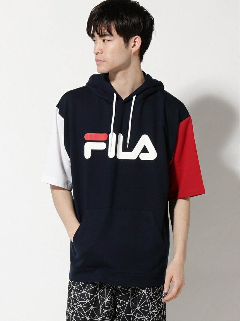 【SALE／50%OFF】FILA (M)パーカー エーストリート カットソー スウェット ネイビー ブルー ホワイト グリーン【RBA_E】