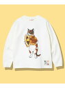 go slow caravan 超ヘビーUSA/C どら焼き猫ロングスリーブ TEE (MENS/WOMENS) ゴースローキャラバン トップス カットソー・Tシャツ ホワイト ネイビー【送料無料】