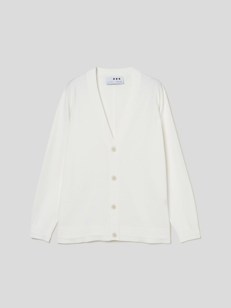 楽天Rakuten Fashion Menthree dots Men's organic cotton v neck cardigan スリードッツ トップス カーディガン ホワイト ブラック グレー ブルー【送料無料】
