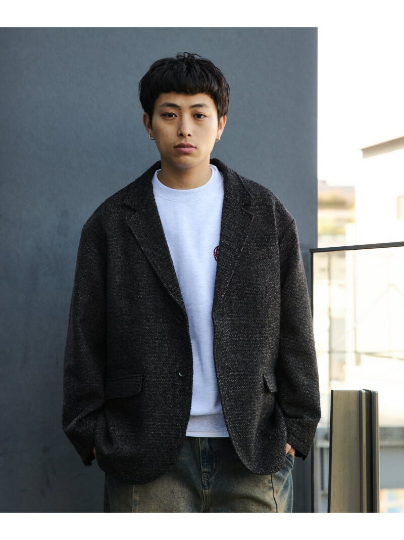 【SALE／30%OFF】BEAMS HEART MEN ルーズフィット ツイード ジャケット ビームス ハート ジャケット・アウター テーラードジャケット・ブレザー ブラック ブラウン【RBA_E】【送料無料】