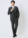 【SALE/40%OFF】TAKA-Q 超光沢ストレッチ スリムフィット 2ボタン3ピーススーツ ヘリンボングレー タカキュー スーツ・フォーマル セットアップ...