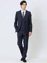 【SALE/40%OFF】TAKA-Q 超光沢ストレッチ スリムフィット 2ボタン3ピーススーツ ジオメトリック紺 タカキュー スーツ・フォーマル セットアップ...