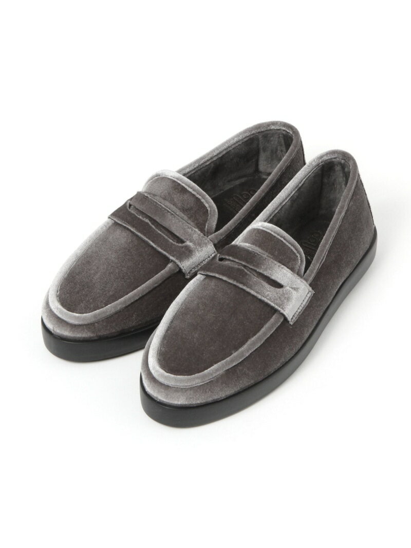 daily CLIP 【daily CLIP】berevere ベロアコインローファー スタディオクリップ シューズ・靴 ローファー グレー イエロー【送料無料】