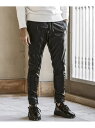 1PIU1UGUALE3 RELAX 1PIU1UGUALE3 RELAX シンセティックレザージョガーパンツ シフォン パンツ その他のパンツ ブラック【送料無料】