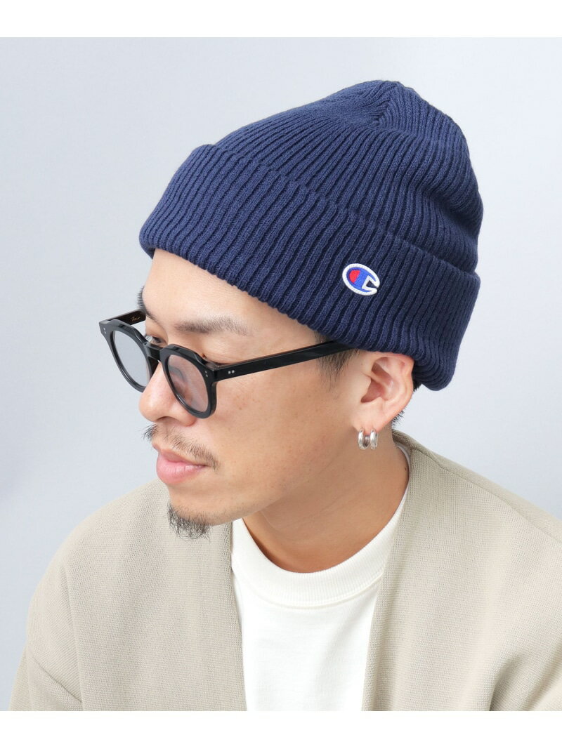 チャンピオン ニット帽 メンズ Champion Champion / アクリル ニットワッチ / ニット帽 / 刺繍ワッペン エー.エム.エス. 帽子 ニット帽・ビーニー ネイビー グレー ホワイト ブラック