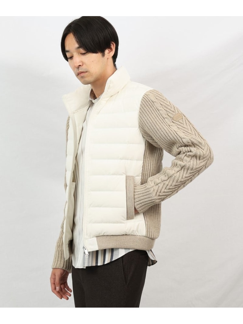 【SALE／30%OFF】TAKEO KIKUCHI 【Sサイズ~】ニットコンビ ダウン ブルゾン タケオキクチ ジャケット・アウター ブルゾン・ジャンパー ホワイト ブラック【RBA_E】【送料無料】