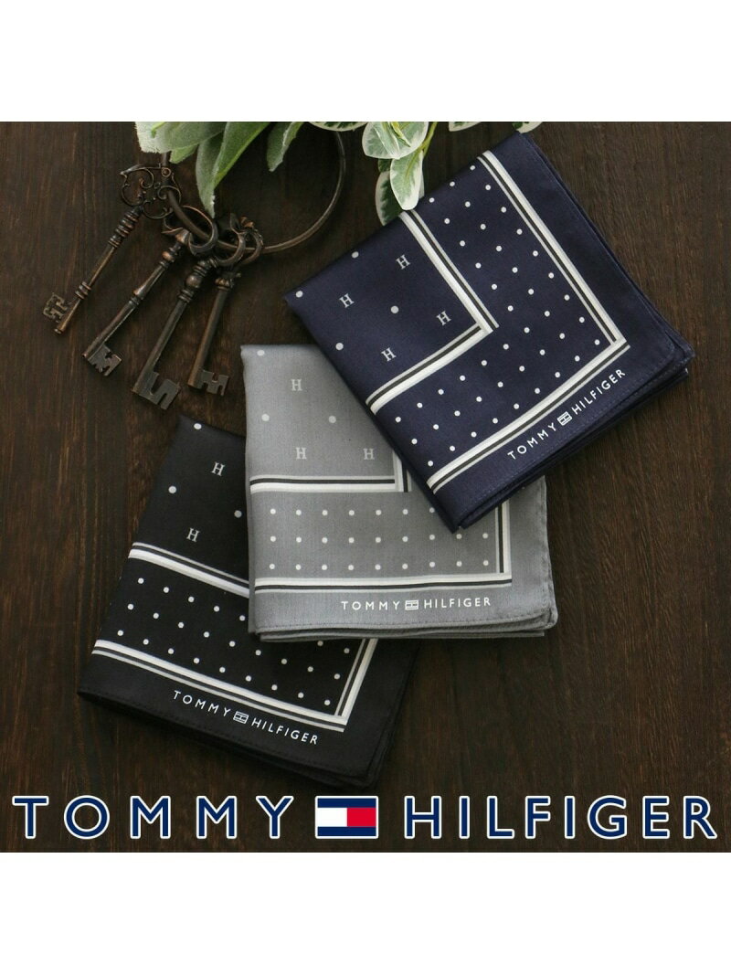 TOMMY HILFIGER 綿100% ハンカチ THロゴ*ドット柄 ナイガイ ファッション雑貨 ハンカチ・ハンドタオル