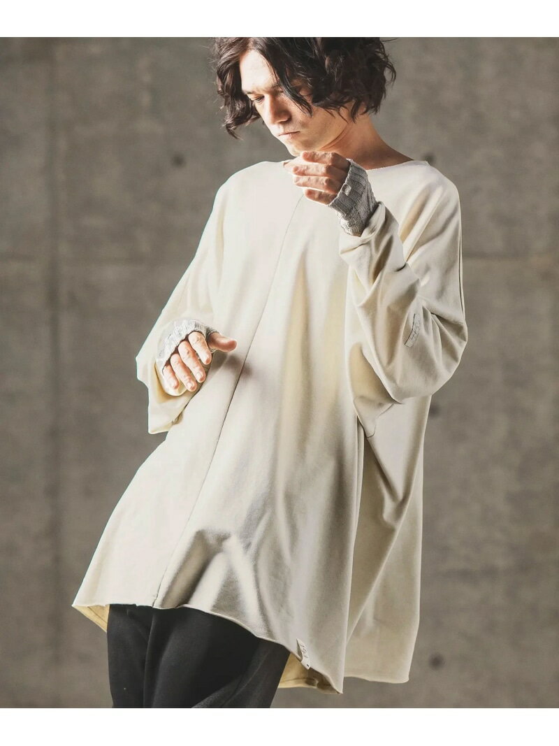 GLIMCLAP msw1536- Pigment dye oversized sweatshirt カットソー カンビオ トップス カットソー・Tシャツ ブラック ホワイト【送料無料】
