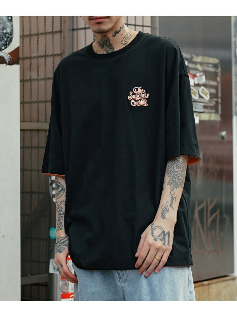 Subciety Subciety/(U)REVERSIBLE TEE サブサエティ トップス カットソー・Tシャツ ブラック ホワイト ネイビー