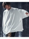ANGENEHM mlt4873-Ripple fabric switching design oversized cutsew プルオーバー カンビオ トップス カットソー・Tシャツ グレー ホワイト ブラック【送料無料】
