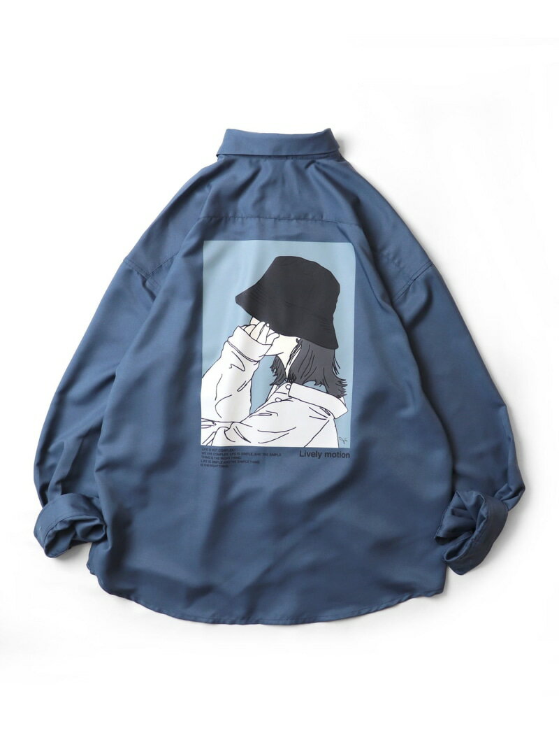 Confirm (M)バケットガールイラストシャツ コンファーム トップス シャツ・ブラウス ブルー グレー グリーン【送料無料】