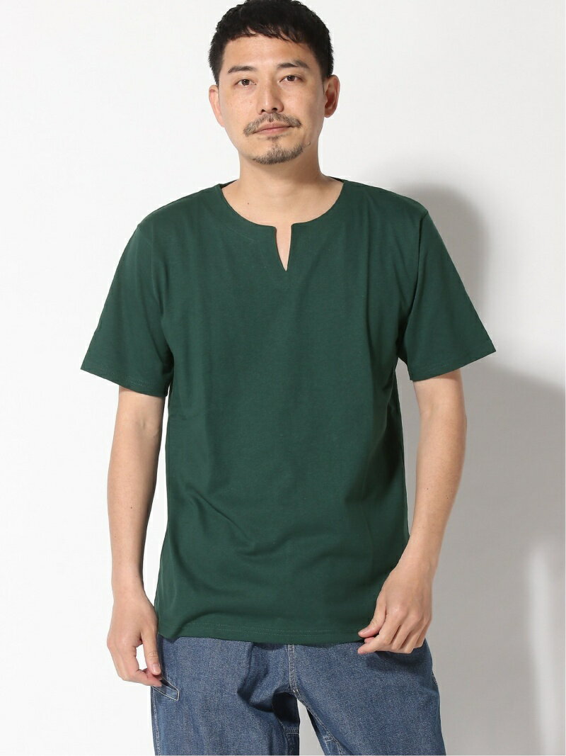 ZERO STAIN ZERO STAIN/(M)【ZERO STAIN】 キーネック半袖Tシャツ ジーンズメイト カットソー Tシャツ グリーン オレンジ ネイビー ブラック ホワイト