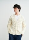 【SALE/50%OFF】three dots Men's tasmania cable cardigan スリードッツ トップス カーディガン ブラウン ブラ...