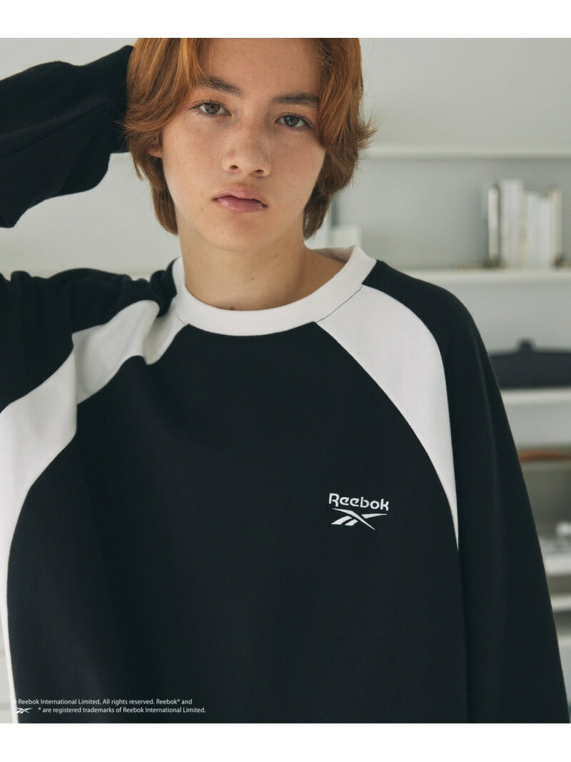 Reebok 【Reebok別注】サイドパネル切替裏毛スウェット カジュアル トップス スウェット・トレーナー グレー ブラック ネイビー【送料無料】