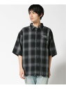 THRASHER THRASHER/(M)CHECK DAMAGE S/S SHIRTS シャツ スラッシャー バイ リフルページ トップス シャツ・ブラウス ブラウン ブラック【送料無料】