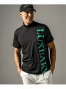【SALE/65%OFF】LUXEAKMPLUS LUXEAKMPLUS ゴルフ バーチカルロゴ半袖モックネックTシャツ シフォン トップス カットソー・Tシャツ ブラック ホワイト【RBA_E】