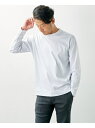 MEN'S MELROSE シルケットスムースクルーネックロングスリーブTシャツ メンズメルローズ トップス カットソー・Tシャツ ホワイト グレー ブルー ブラック