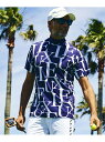 【SALE/65%OFF】LUXEAKMPLUS LUXEAKMPLUS ゴルフ 総柄ロゴ半袖モックネックTシャツ シフォン トップス カットソー・Tシャツ ネイビー ブラック ホワイト【RBA_E】