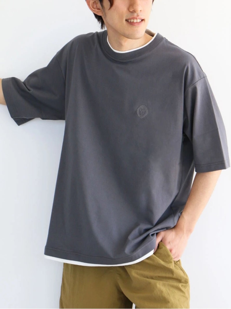 CRAFT STANDARD BOUTIQUE 【機能素材】UVカット/接触冷感/抗菌防臭/イージーケア /フェイクレイヤードTEE/24SS クラフトスタンダードブティック トップス カットソー・Tシャツ グレー ブラック ベージュ ブルー