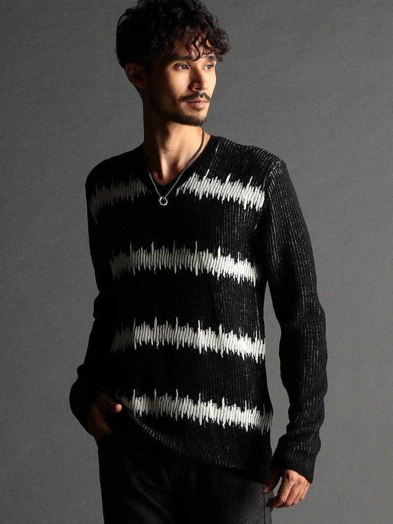 【SALE／37%OFF】NICOLE CLUB FOR MEN ジグザグ柄ジャカード Vネックプルオーバーニット ニコル トップス ニット ホワイト グレー ブラック レッド【RBA_E】【送料無料】