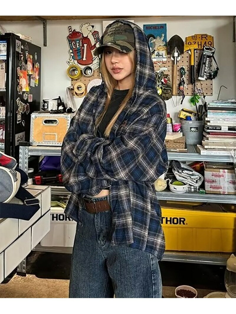 【SALE/10%OFF】DEVICE select フーディー ヴィンテージライク チェックシャツ シャツアウター メンズ レディース デバイス トップス シ...