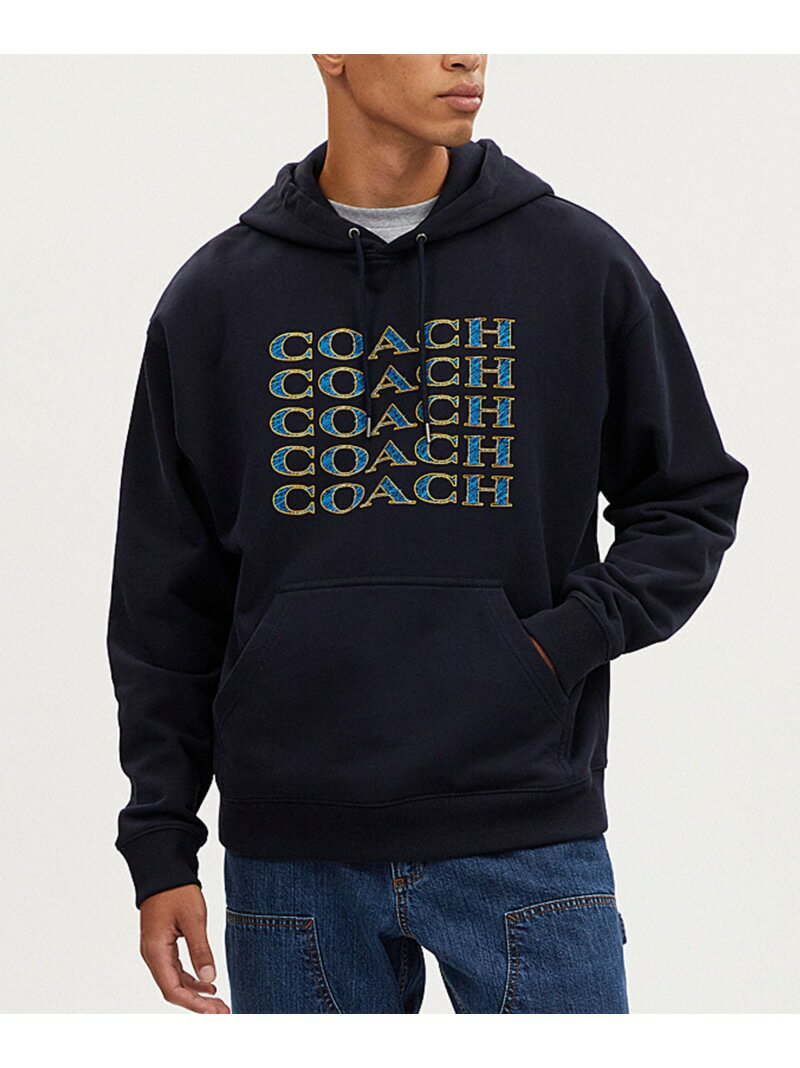 【SALE／70%OFF】COACH OUTLET シグネチャー スタック フーディー コーチ　アウトレット トップス パーカー・フーディー ブルー【RBA_E】【送料無料】