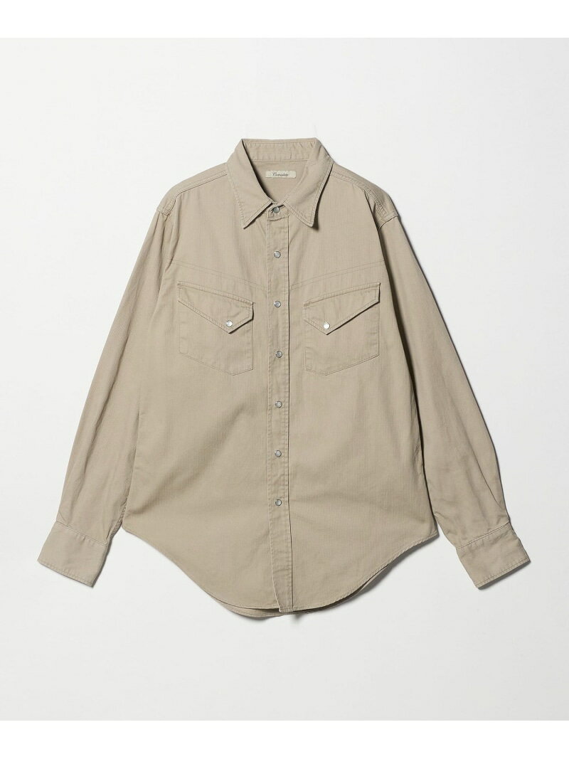 【SALE／10%OFF】UNITED ARROWS ＜Camoshita＞コットンピケ ウエスタンシャツ ユナイテッドアローズ トップス シャツ・ブラウス ベージュ ホワイト【RBA_E】【送料無料】