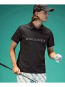 【SALE/57%OFF】LUXEAKMPLUS (M)LUXEAKMPLUS/LAH-24005 ゴルフ ラインストーンロゴ半袖ポロシャツ シフォン トップス ポロシャツ ネイビー ホワイト ブラック【RBA_E】【送料無料】